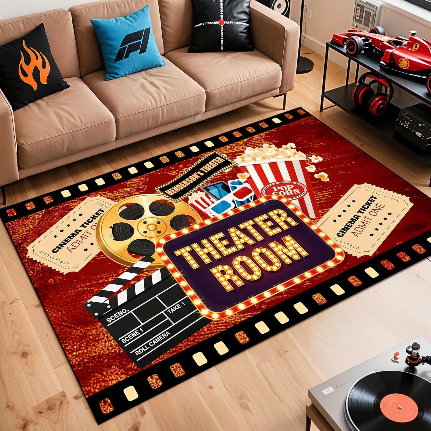 Home Cinema Experience - سجادة سينما منقوشة بالاسم، بساط ناعم
