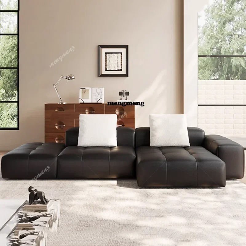 Home Cinema Room Design - أريكة جلدية مضغوطة بتصميم نورديك، كراسي