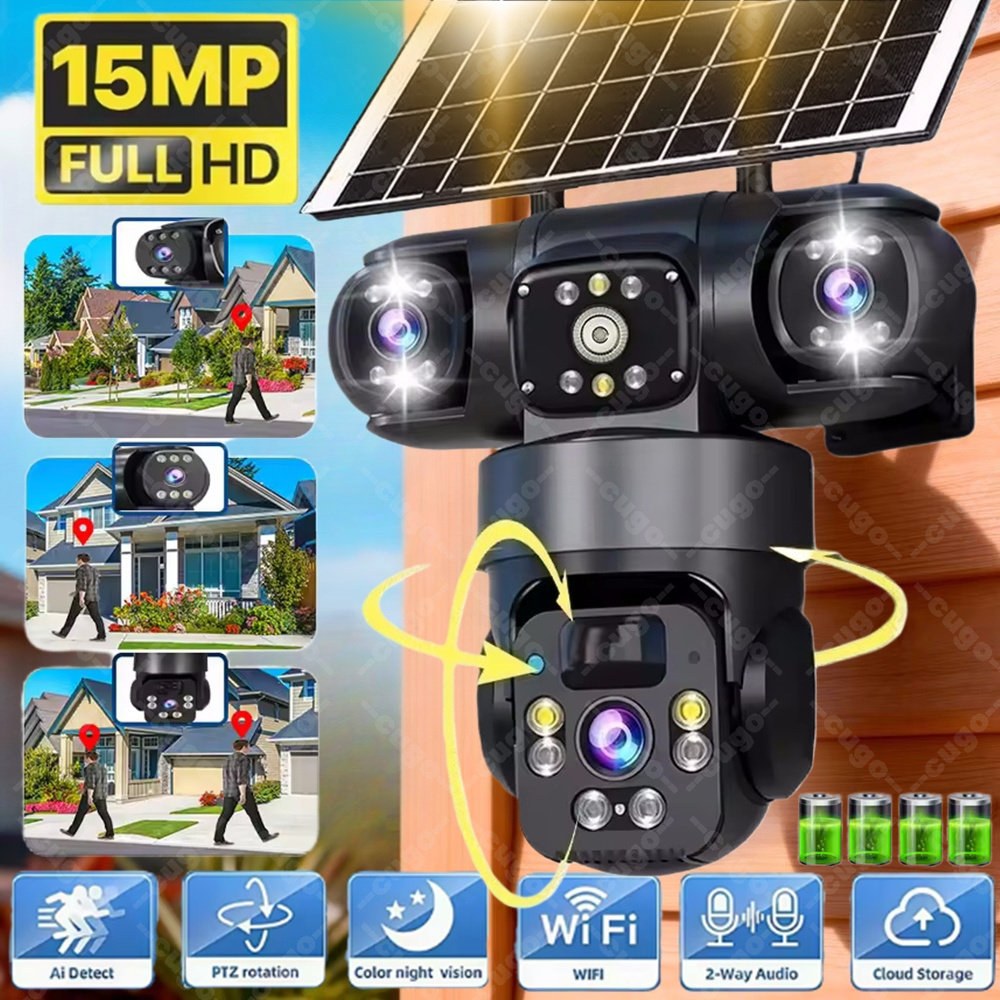 Home Cinema Outdoor - كاميرا V380 ثلاثية الشاشات والعدسات مع