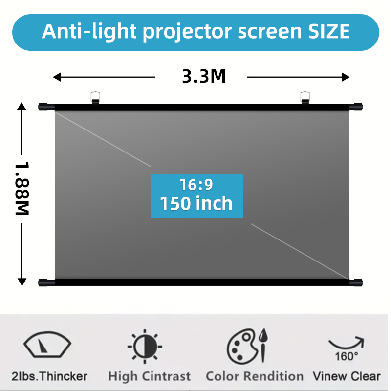 Home Cinema Rack - شاشة عرض بروجكتور 150 بوصة بنسبة