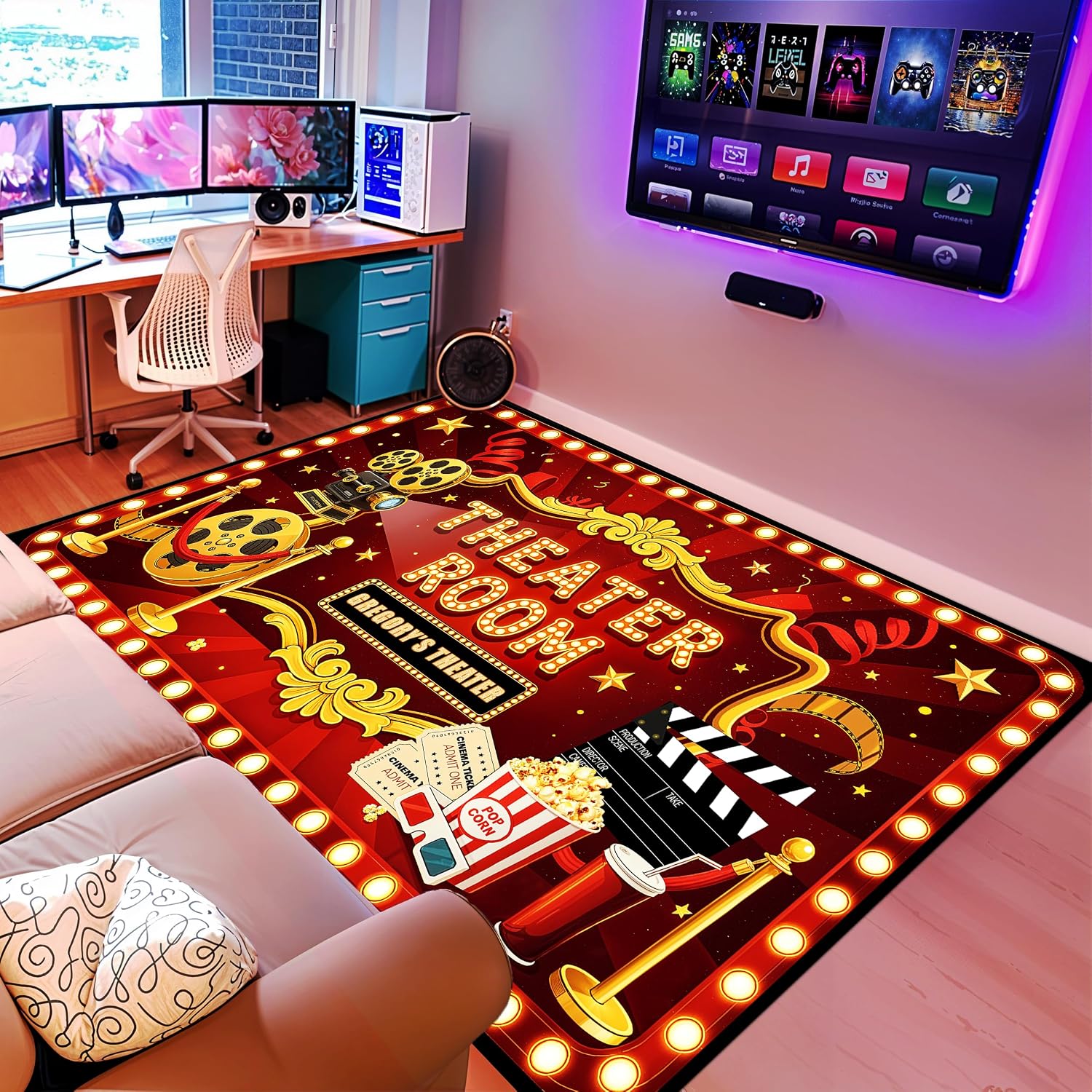 سجادة سينما مخصصة بحروف مطبوعة - مراجعة Home Cinema Experience وسعره